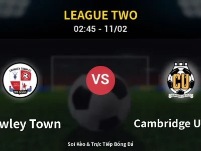 Kết Quả: Crawley Town 0-3 Cambridge United – Highlight & Bàn Thắng | League Two