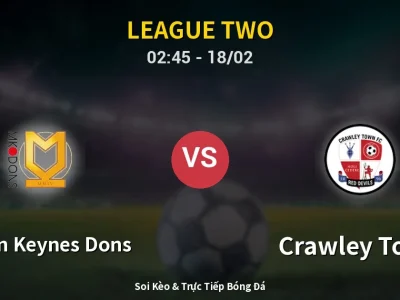 Kết Quả: Milton Keynes Dons 0-0 Crawley Town – Highlight & Bàn Thắng | League Two