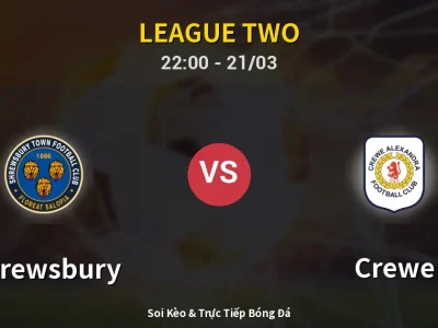 Soi Kèo Shrewsbury vs Crewe – 22:00 21/03 | Nhận Định, Dự Đoán Tỷ Số