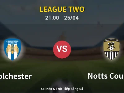 Soi Kèo Colchester vs Notts County – 21:00 25/04 | Nhận Định, Dự Đoán Tỷ Số